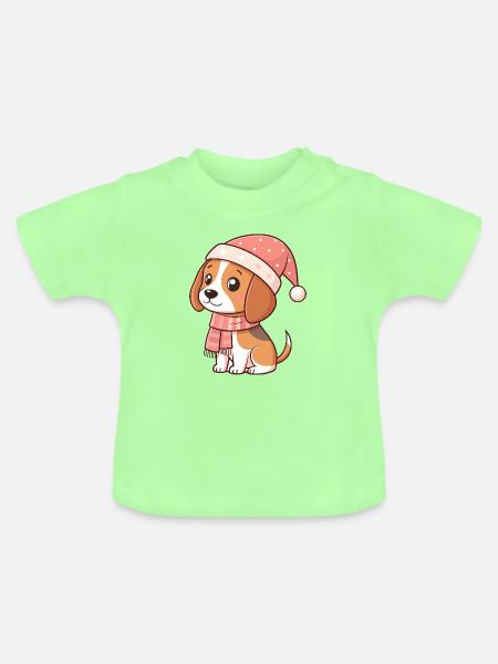 Weihnachts-Beagle-Hund - Baby Bio-T-Shirt mit Rundhals - Mintgrün