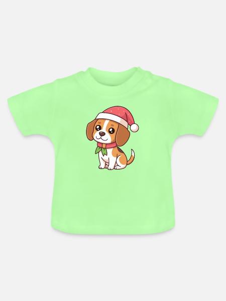 Weihnachts-Beagle-Welpe - Baby Bio-T-Shirt mit Rundhals - Mintgrün