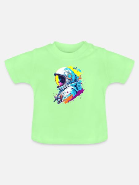 Astronaut Farbspritzer Illustration - Baby Bio-T-Shirt mit Rundhals - Mintgrün