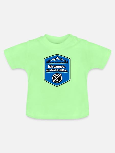 Camping - ich bin offline - Baby Bio-T-Shirt mit Rundhals - Mintgrün