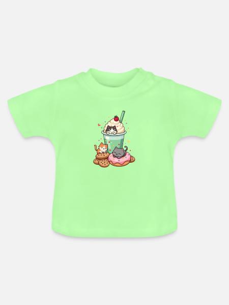 Katze, Süßes Kätzchen, Lustige Katze - Baby Bio-T-Shirt mit Rundhals - Mintgrün