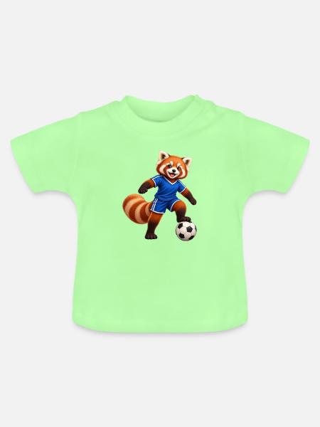 Fußballspielender Red Panda - Baby Bio-T-Shirt mit Rundhals - Mintgrün