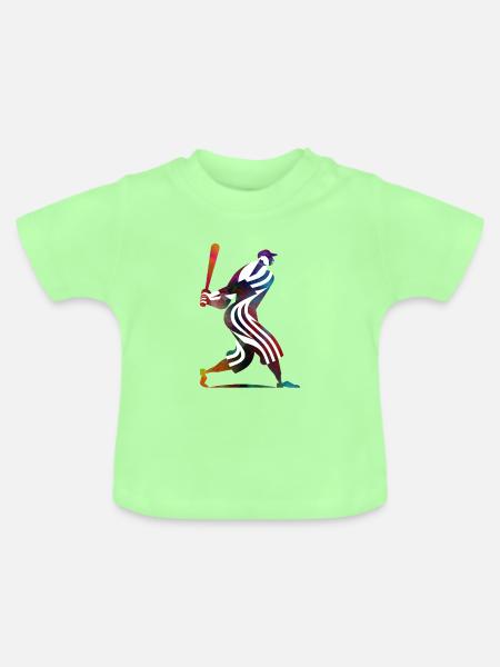 Farbenfroher Baseballspieler - Baby Bio-T-Shirt mit Rundhals - Mintgrün