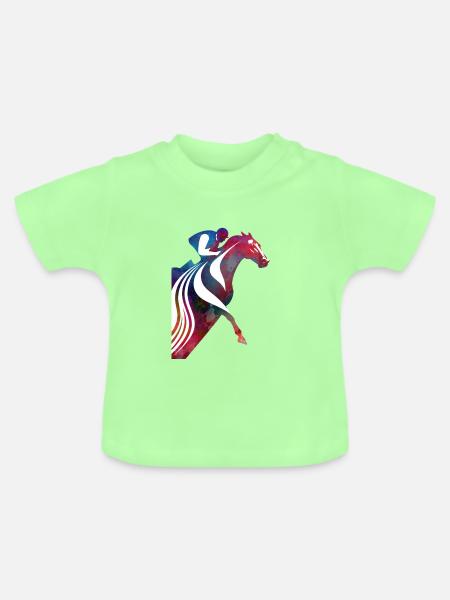 Buntes Pferd mit Reiter - Baby Bio-T-Shirt mit Rundhals - Mintgrün