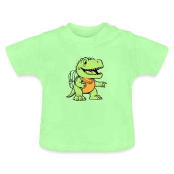Trex avec sac à dos - T-shirt bio col rond Bébé - vert menthe - Devant