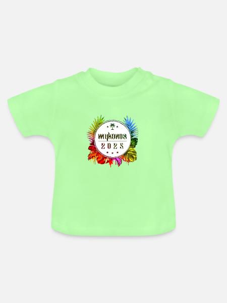 Mykonos 2025 Bunt - Baby Bio-T-Shirt mit Rundhals - Mintgrün