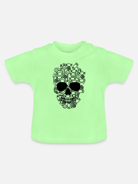 Süßigkeiten Schädel - Baby Bio-T-Shirt mit Rundhals - Mintgrün