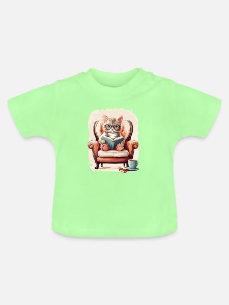 Süße Schlaue Katze - Baby Bio-T-Shirt mit Rundhals - Mintgrün