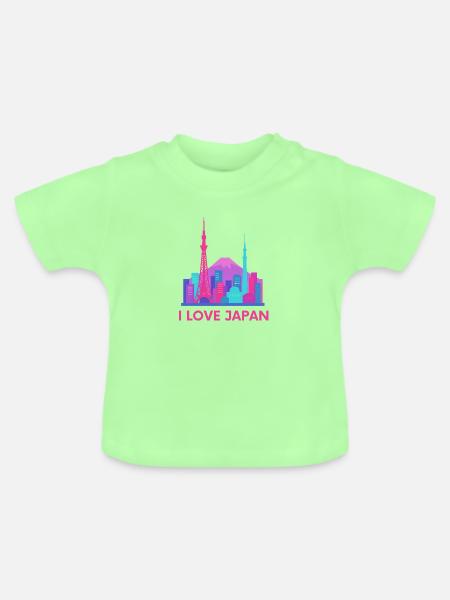Ich liebe Japan Skyline - Baby Bio-T-Shirt mit Rundhals - Mintgrün
