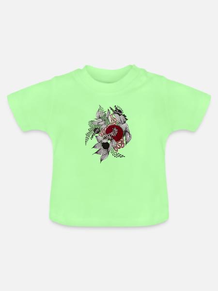 Roter Kreis mit silbernen Blättern - Baby Bio-T-Shirt mit Rundhals - Mintgrün