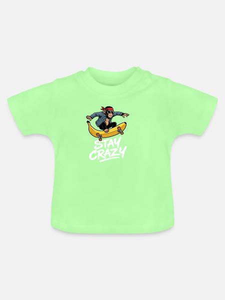 Verrücktes Affen-Skateboard - Baby Bio-T-Shirt mit Rundhals - Mintgrün