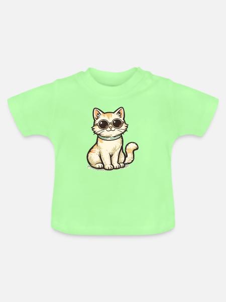 Coole Katze - Baby Bio-T-Shirt mit Rundhals - Mintgrün