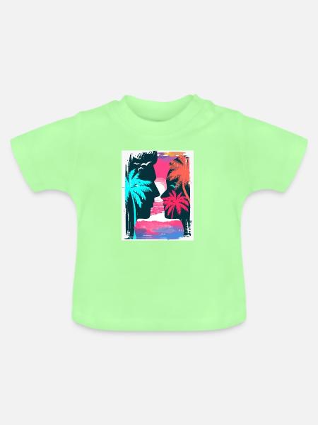 Neon Tropics Silhouette Romance - Baby Bio-T-Shirt mit Rundhals - Mintgrün