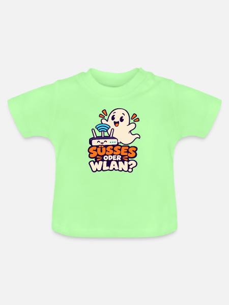 Halloween-Geist – Süßes oder WLAN? - Baby Bio-T-Shirt mit Rundhals - Mintgrün
