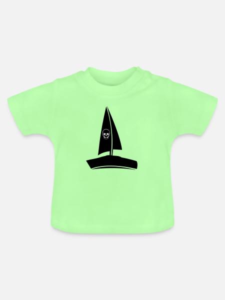 Piratenschiff Skull - Baby Bio-T-Shirt mit Rundhals - Mintgrün