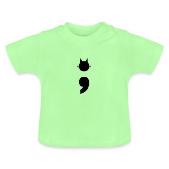 Semi-colon chat chat point-virgule - T-shirt bio col rond Bébé - vert menthe - Devant