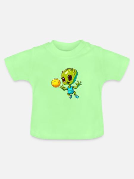 Grüner Alien Basketballer - Baby Bio-T-Shirt mit Rundhals - Mintgrün