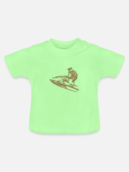Rasanter Jetski in Silhouette - Baby Bio-T-Shirt mit Rundhals - Mintgrün