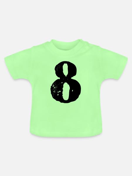 8 Zahl Trikot - Baby Bio-T-Shirt mit Rundhals - Mintgrün