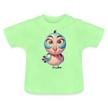 Birdelle character - Baby Organic T-Shirt with Round Neck - mint green - Front