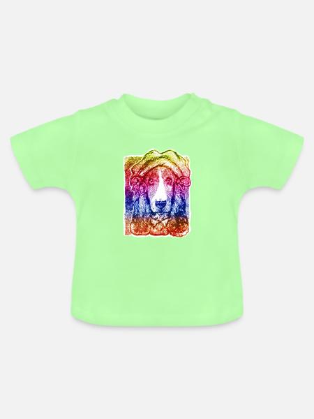 Hund-Dame mit Haube (Regenbogen) - Baby Bio-T-Shirt mit Rundhals - Mintgrün