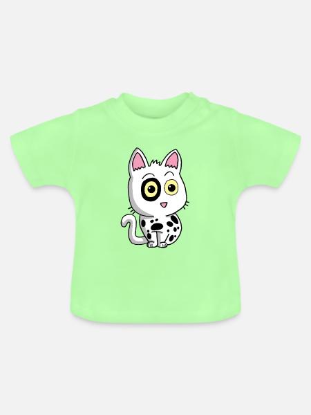 Schwarz-weißes Kätzchen - Baby Bio-T-Shirt mit Rundhals - Mintgrün