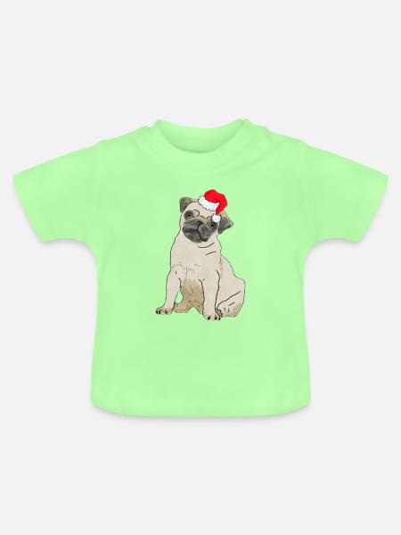 Weihnachten Hündchen - Baby Bio-T-Shirt mit Rundhals - Mintgrün