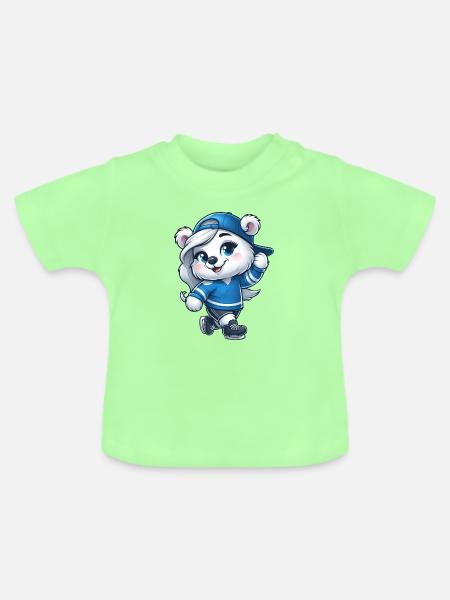 Bär Eisbär Mädchen Schlittschuh Eislaufen - Baby Bio-T-Shirt mit Rundhals - Mintgrün