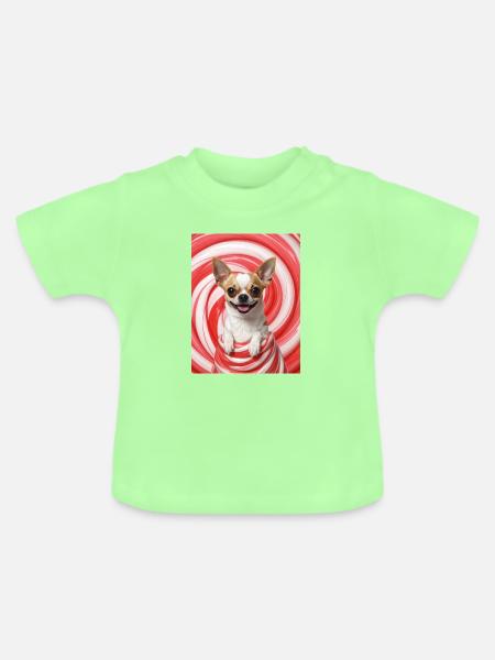Chihuahua im Candy Swirl - Baby Bio-T-Shirt mit Rundhals - Mintgrün
