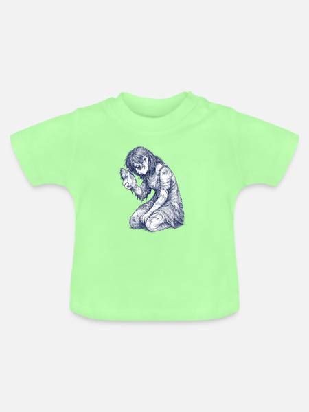 Melancholische Mädchenfigur Skizze - Baby Bio-T-Shirt mit Rundhals - Mintgrün