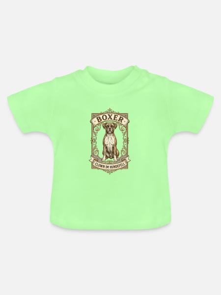 Boxer Hund Clown im Zirkusrahmen - Baby Bio-T-Shirt mit Rundhals - Mintgrün