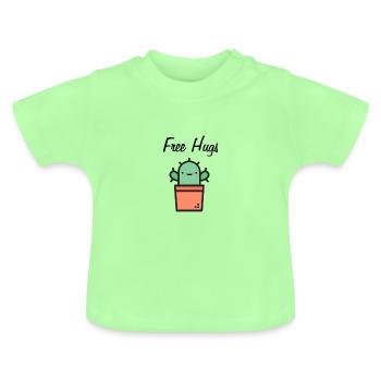 Free Hugs Cactus Hugs Black - Baby Organic T-Shirt with Round Neck - mint green - Front