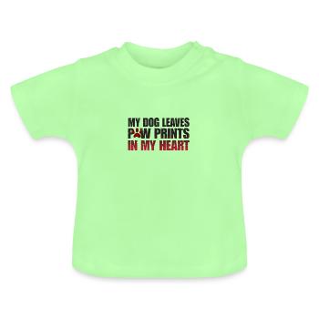 Pawprint dog heart dog friend - Baby Organic T-Shirt with Round Neck - mint green - Front