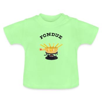 Fondue schwarz - Baby Bio-T-Shirt mit Rundhals - Mintgrün - Vorne