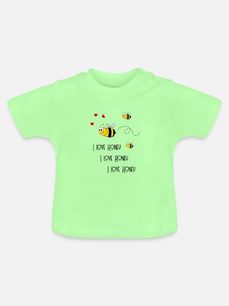 Bienen mit Herz - I love honey schwarz - Baby Bio-T-Shirt mit Rundhals - Mintgrün