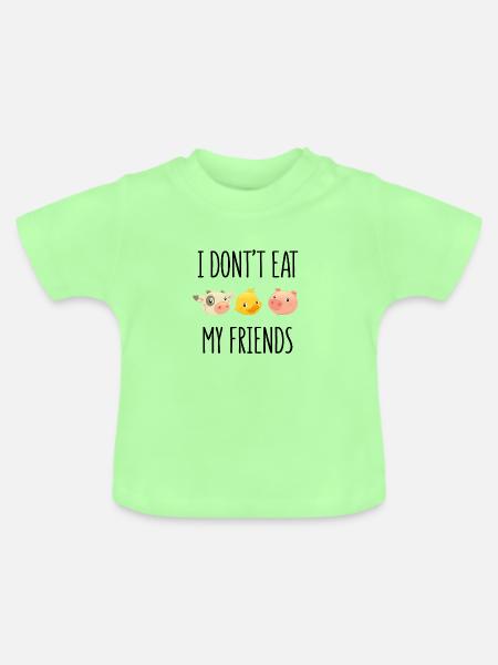 Vegan Designs - I don't eat my friends - Baby Bio-T-Shirt mit Rundhals - Mintgrün