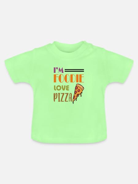 Liebe Pizza - Baby Bio-T-Shirt mit Rundhals - Mintgrün