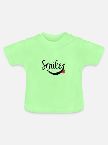 Lächeln Schrift - Baby Bio-T-Shirt mit Rundhals - Mintgrün