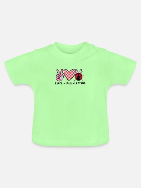 Frieden Liebe Marienkäfer - Baby Bio-T-Shirt mit Rundhals - Mintgrün