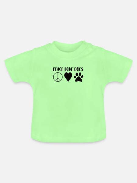 Frieden Liebe Hunde - Baby Bio-T-Shirt mit Rundhals - Mintgrün