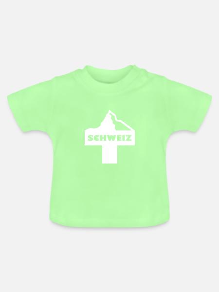 Schweizerkreuz mit Berg - Baby Bio-T-Shirt mit Rundhals - Mintgrün