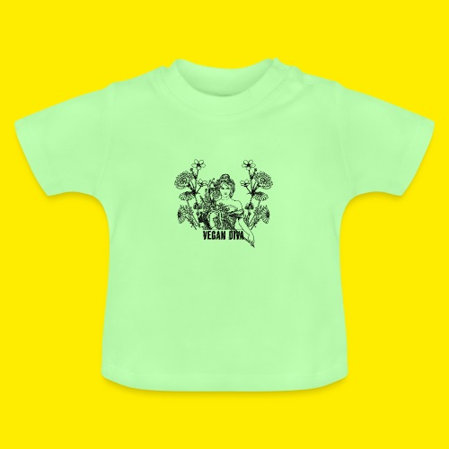 Vegan Diva - lady with flowers - Baby biologisch T-shirt met ronde hals