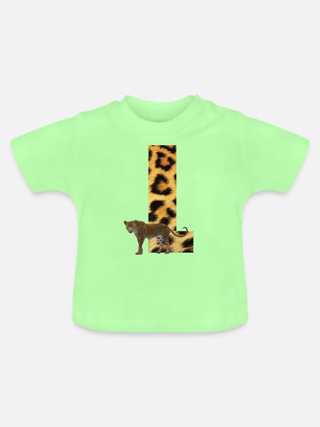 leopard l - Baby Bio-T-Shirt mit Rundhals - Mintgrün