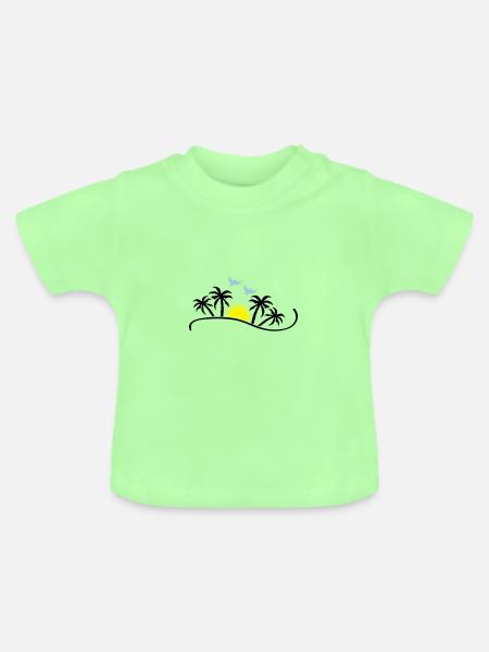 sunset birds - Baby Bio-T-Shirt mit Rundhals - Mintgrün