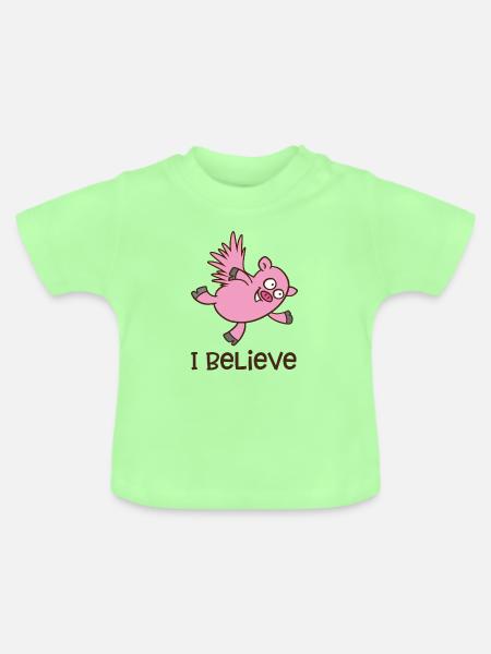 fliegendes Schwein - Baby Bio-T-Shirt mit Rundhals - Mintgrün