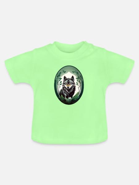 Waldbewohner Wolf - Baby Bio-T-Shirt mit Rundhals - Mintgrün