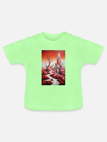 Verschneite Fantasielandschaft - Baby Bio-T-Shirt mit Rundhals - Mintgrün