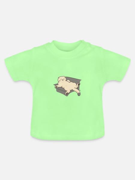 Entspannende Katze auf der Couch - Baby Bio-T-Shirt mit Rundhals - Mintgrün