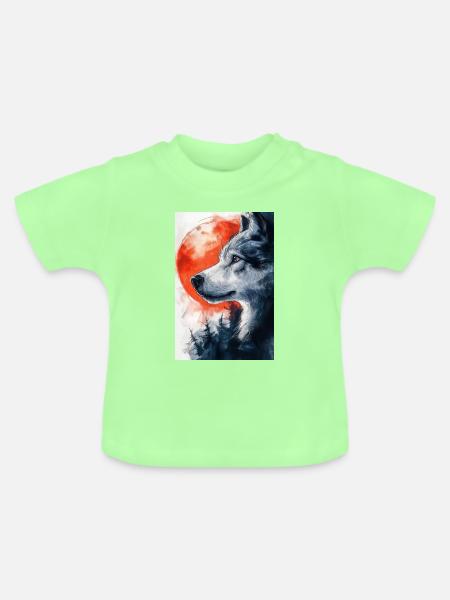 Illustration eines Wolfes - Baby Bio-T-Shirt mit Rundhals - Mintgrün