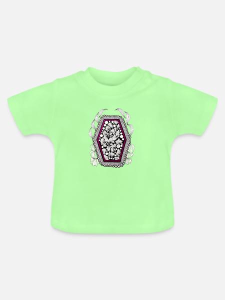 Blütenrahmen im Magenta-Frame - Baby Bio-T-Shirt mit Rundhals - Mintgrün